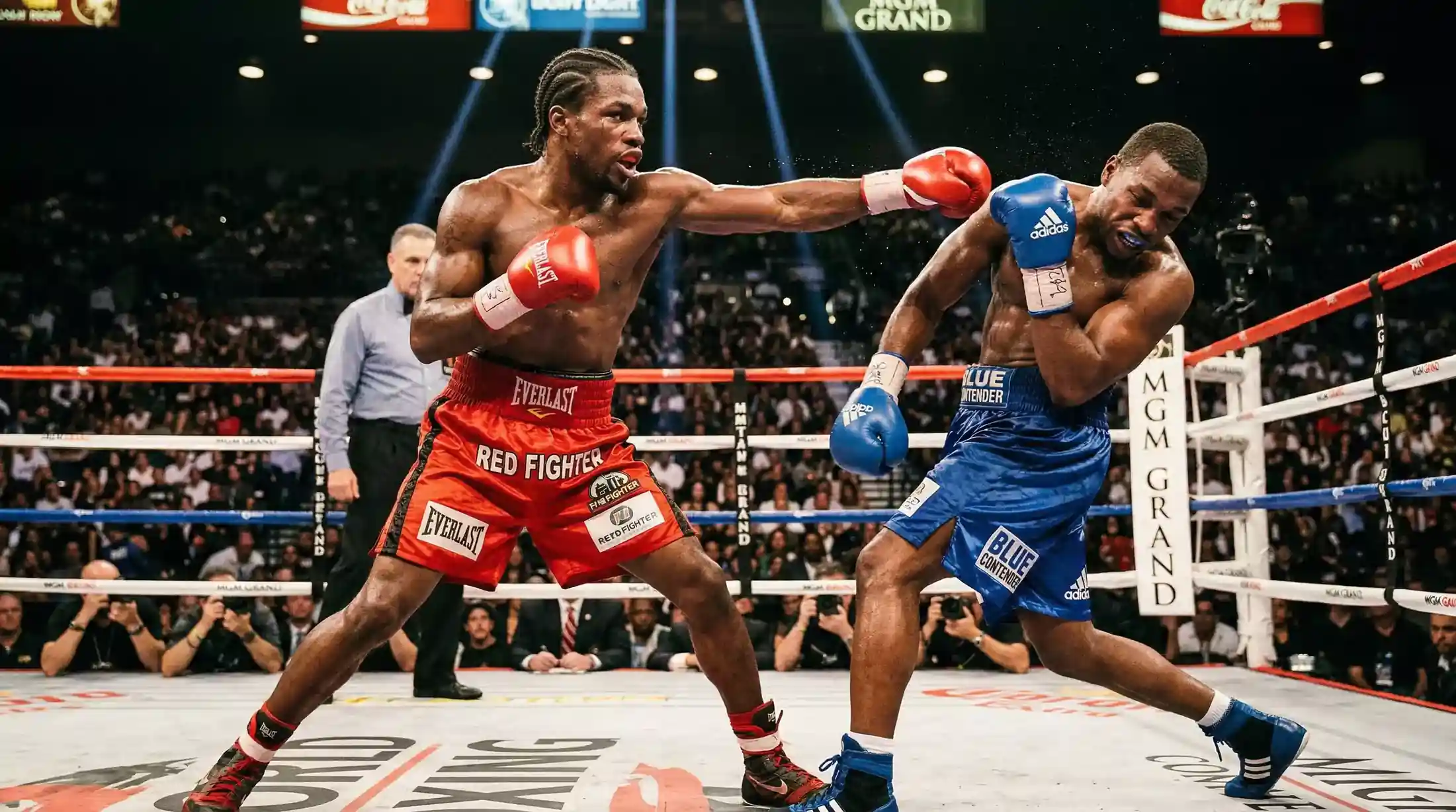 Boxwetten Wettarten - Boxer im Ring mit Anzeige verschiedener Wettmärkte
